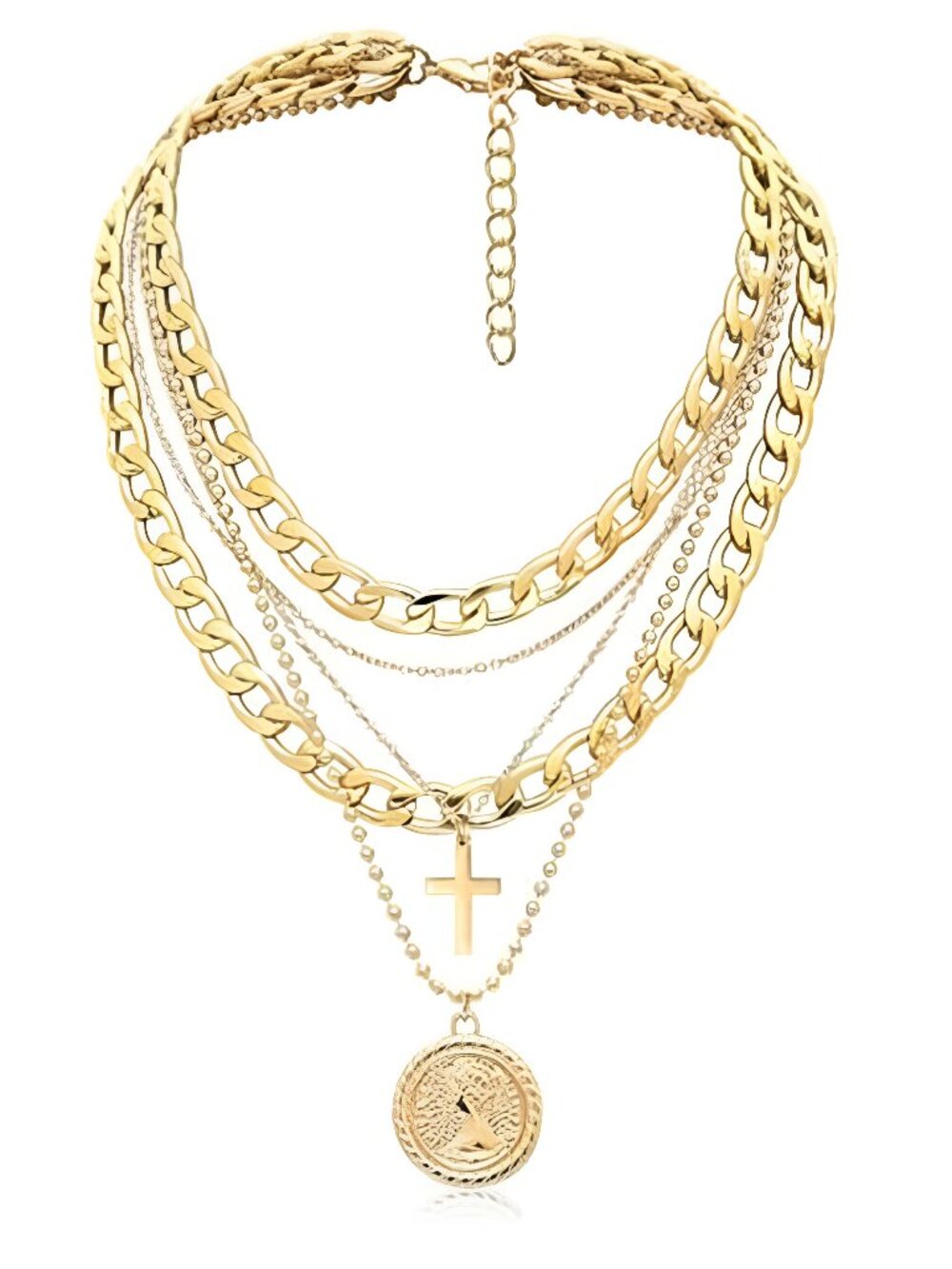 Layered Necklaces for Women Trendy Retro Coin Pendant Necklace Dainty